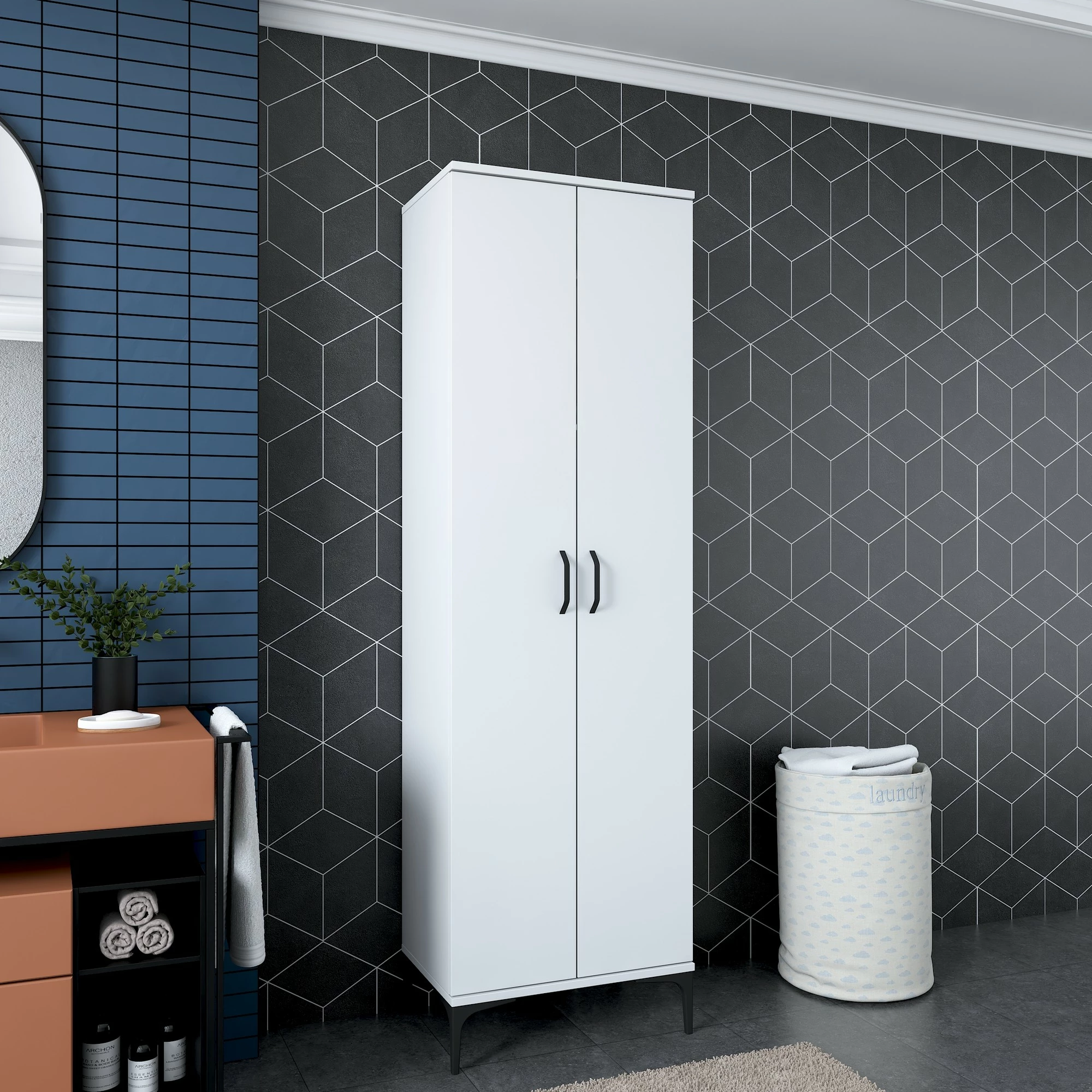 Dollap shumëpërdorimësh, ngjyrë e bardhë, Skye Decor, JE110 - 2945