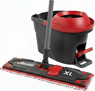 Set mop Vileda Ultramax XL Turbo, 42 cm, me kovë shtrydhëse, zezë/kuqe