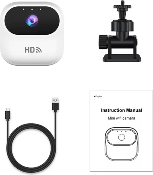 Mini Kamera Inteligjente WiFi me Mbajtëse dhe Monitorim në Distancë