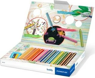 Set lapsa ngjyruese STAEDTLER Noris buddy 140, 12 copë, me mprehëse, multingjyrëshe