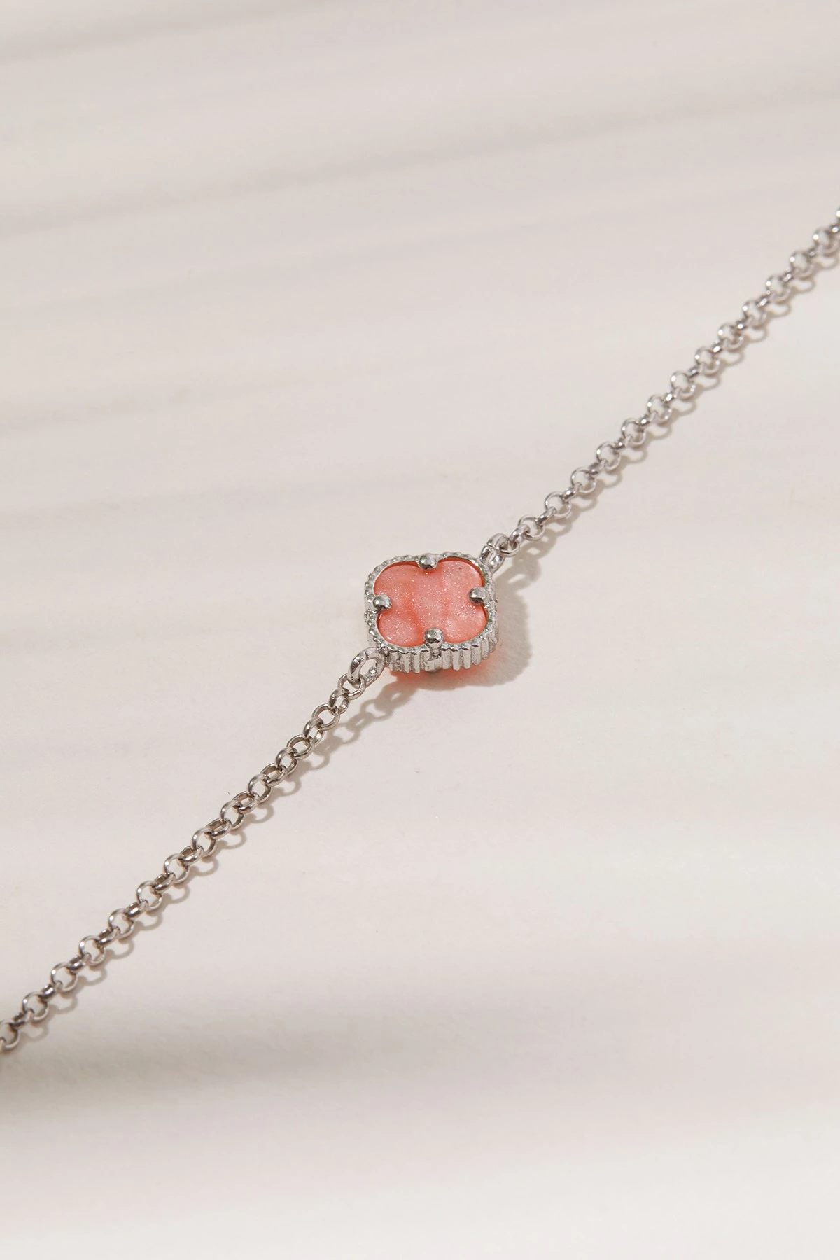 Byzylyk argjendi Elika, ngjyrë pembe, ELKMD50494