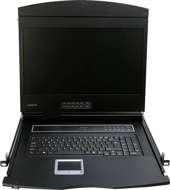 Konsolë KVM LogiLink me ekran 19" LCD, VGA, tastierë layout gjerman, e zezë