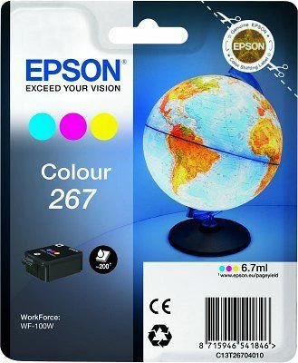 Kartush boje Epson 267 C13T26704010, 6.7 ml, për WorkForce WF-100W, CMY