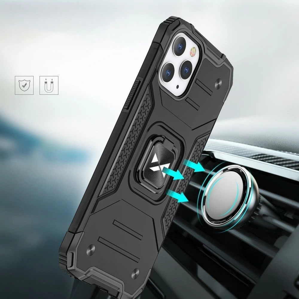 Mbështjellës Wozinsky Ring Armor për iPhone 14 Pro Max, me unazë dhe mbajtëse magnetike, Blu
