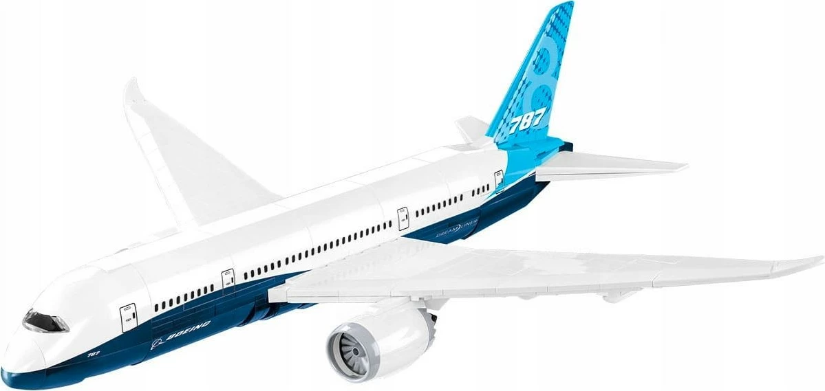 Set blloqesh ndërtimi Cobi Klocki Boeing 787 Dreamliner, 836 pjesë, Blu/Bardhë