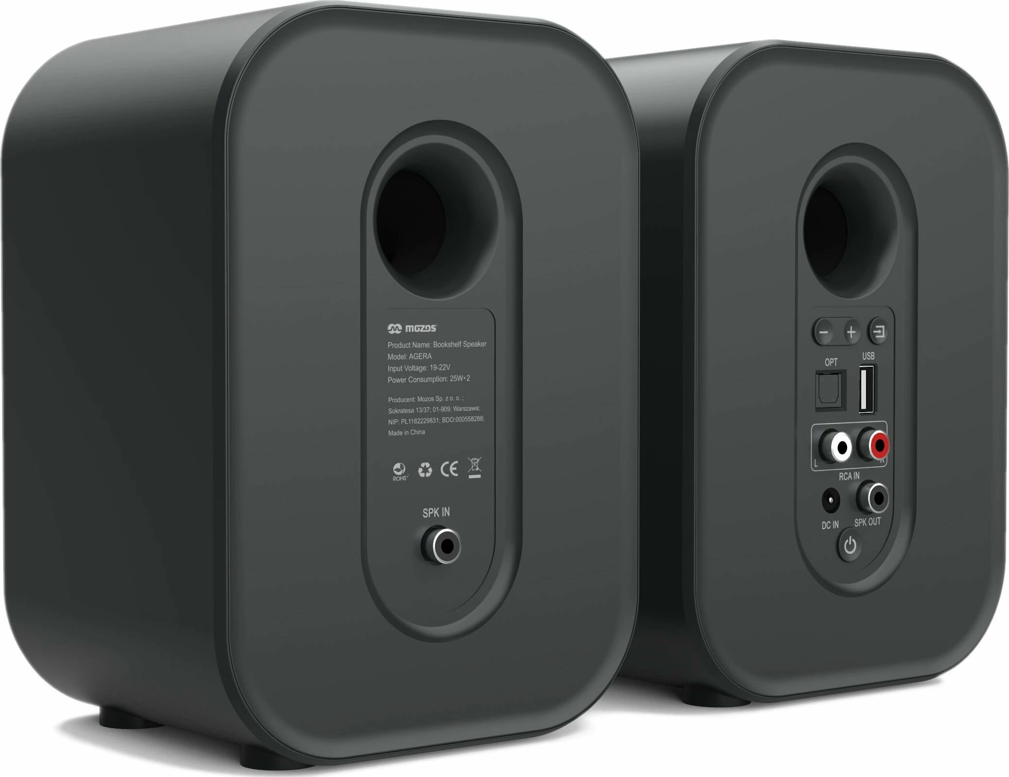 Altoparlantë kompjuteri Mozos Agera 2.0, 50W RMS, Bluetooth 5.0, me telekomandë, të zeza, set 2 copë