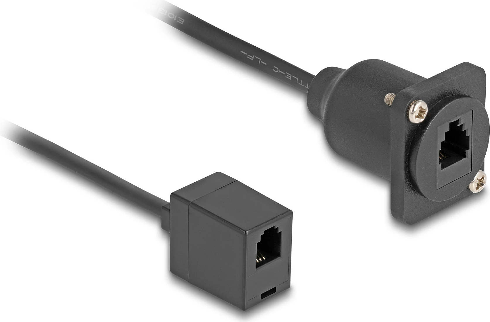 Kabllo DeLOCK D-Type RJ10 femër-në-femër 0.3 m, e sheshtë, e zezë