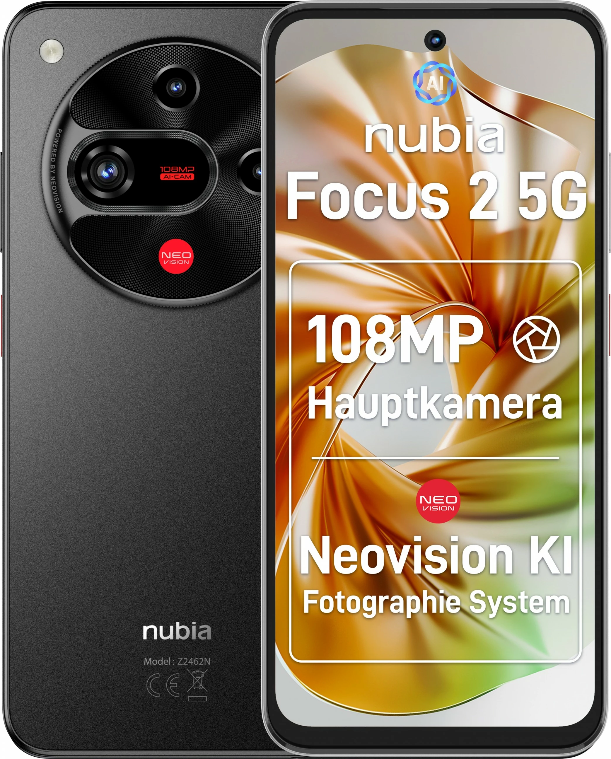 Celular Nubia Focus 2 5G, 8GB RAM, 256GB, e zezë
