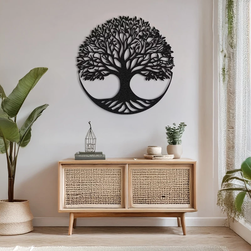 Dekor muri Lifeto, metal i zi, 80x1.5cm