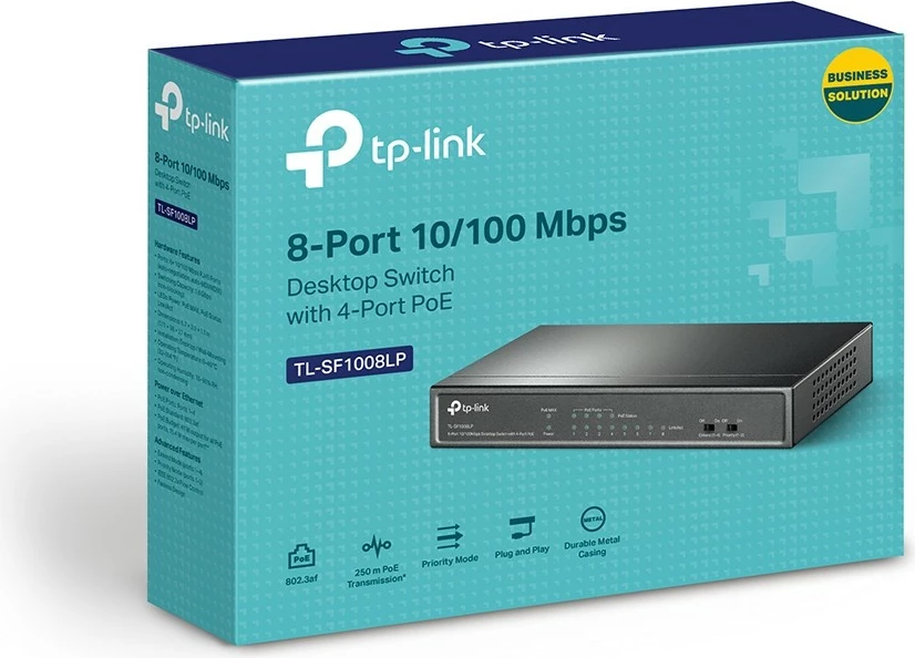 Switch TP-Link TL-SF1008LP, Fast Ethernet, PoE, i pa menaxhuar