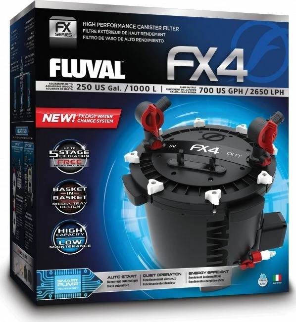Filtër kanistër i jashtëm Fluval FX4, 2650 l/orë, për akuarium deri 1000 L, 30 W