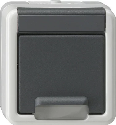 Prizë Schuko GIRA 441430, IP44, 16A 250V, me kapak, gri