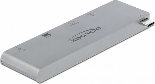 Docking station DeLOCK 87745, USB-C, HDMI, USB-A/USB-C, lexues SD/microSD, USB PD, gri