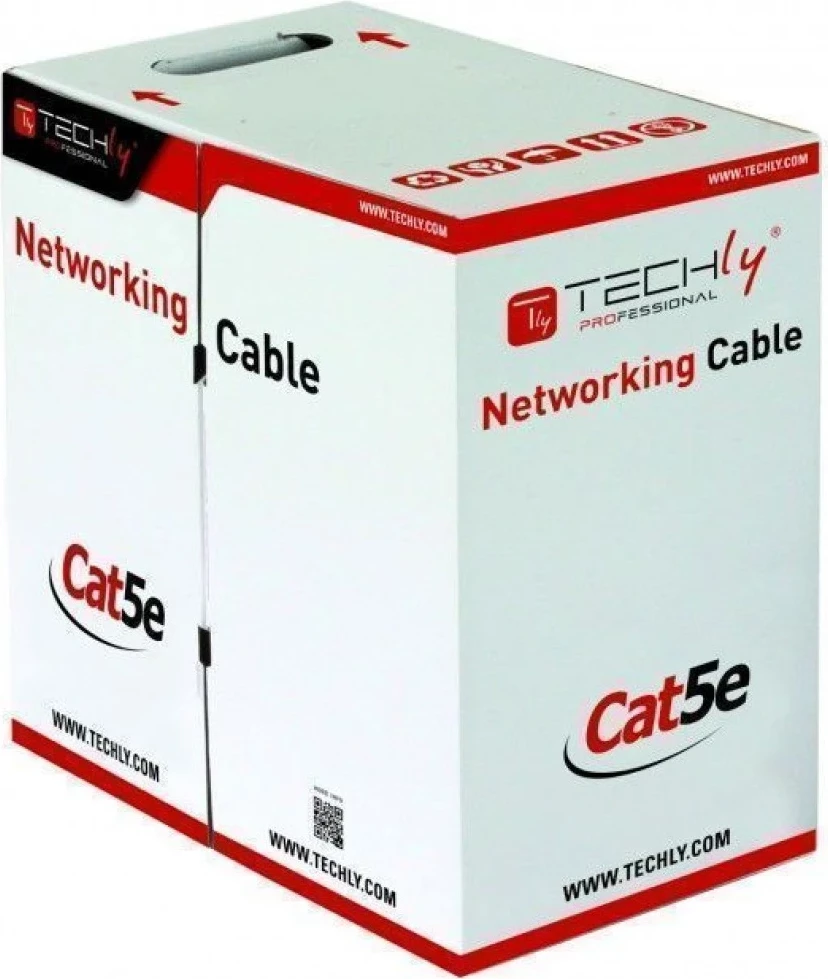 Kabllo Ethernet Techly Cat.5E F/UTP 305m për Jashtë, e Zezë