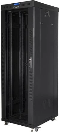 Kasë RACK Lanberg 37U 600x800, e zezë, dyer xhami