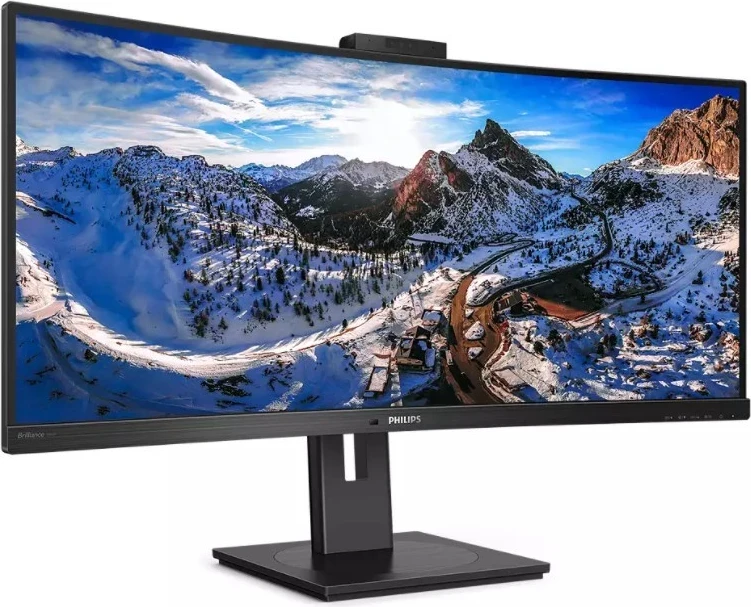 Monitor i lakuar Philips 346P1CRH, 34 inç, VA, WQHD, 100Hz, me kamerë, USB-C PD90W, HDR, ngjyrë e zezë
