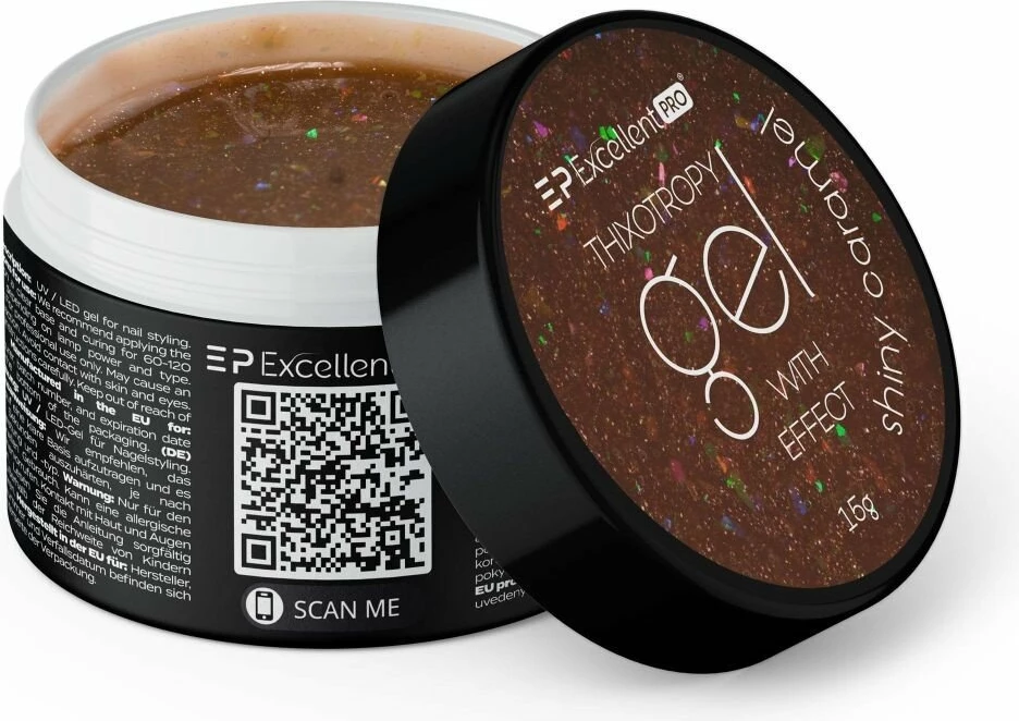 Gel ndërtues për thonj për femra Excellent PRO Thixotropy Gel With Effect Caramel Shiny, 15g