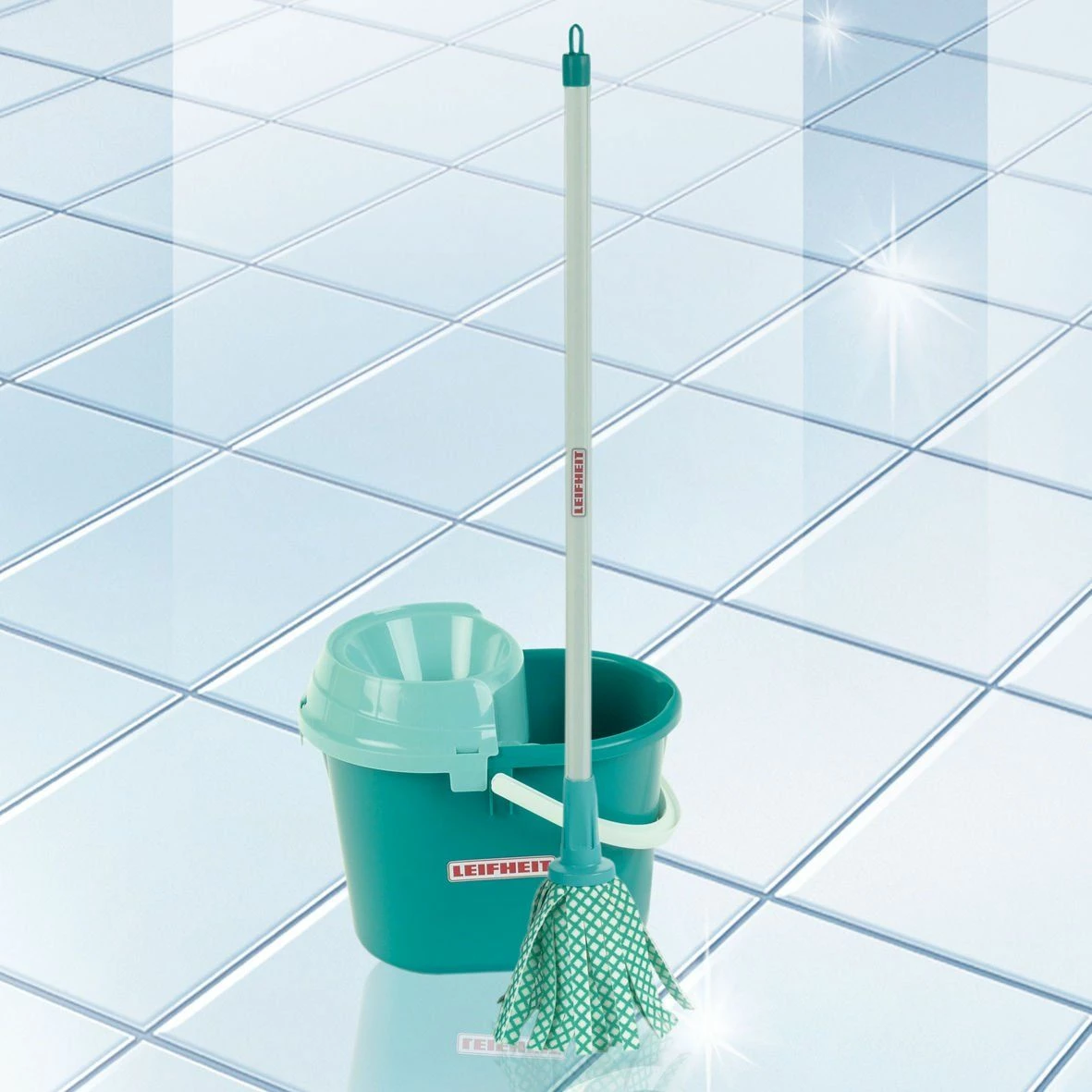 Set lodër kovë me mop Klein 6558 Leifheit Universal, për fëmijë 3+, jeshile/turkiz