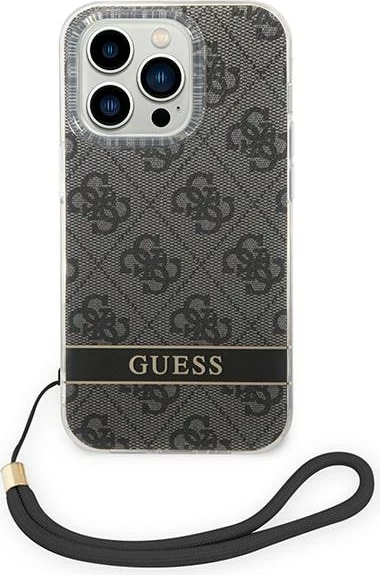 Mbështjellës Guess GUOHCP14LH4STK për iPhone 14 Pro 6.1", 4G Print Strap, i zi