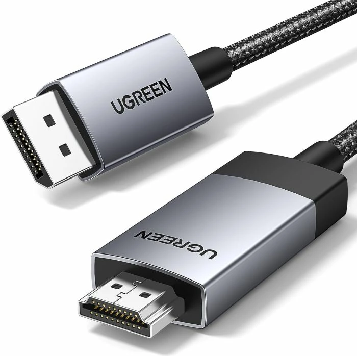 Kabllo DisplayPort në HDMI UGREEN 15773 4K@60Hz HDR aktive DP 1.2 në HDMI 2.0 1m, zezë/gri