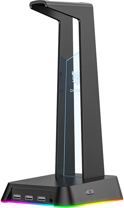 Mbajtës kufjesh ONIKUMA ST-2, me 3x USB 2.0, RGB, i zi