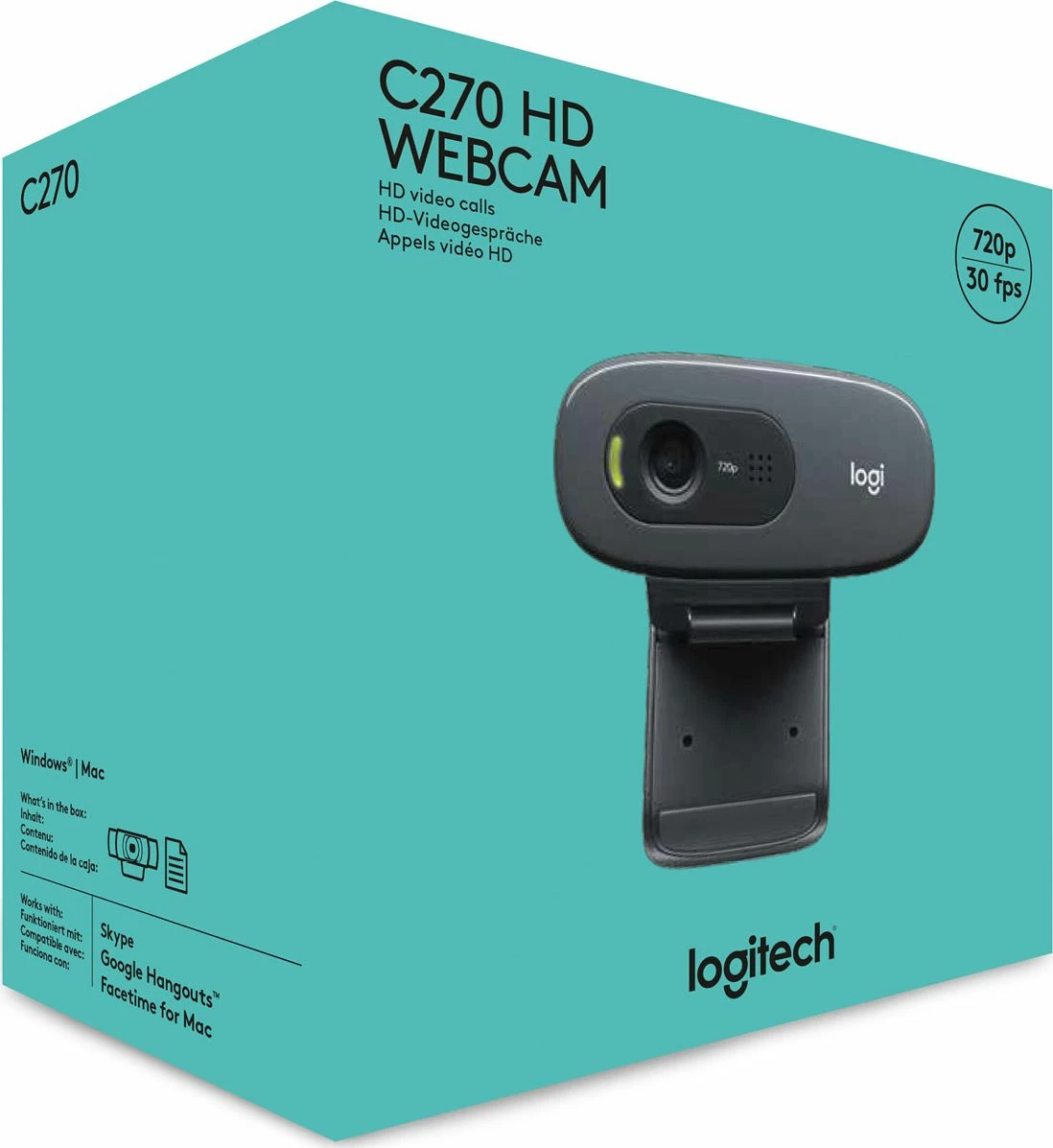 Webkamerë Logitech C270 (960-001063) 720p HD, USB, mikrofon mono, e zezë