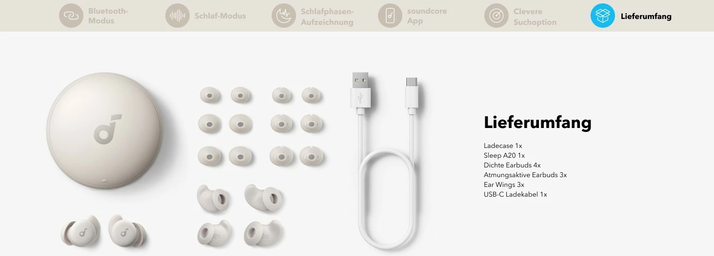 Kufje Anker Soundcore Sleep A20, Wireless, 20 - 20000 Hz, Bardhë