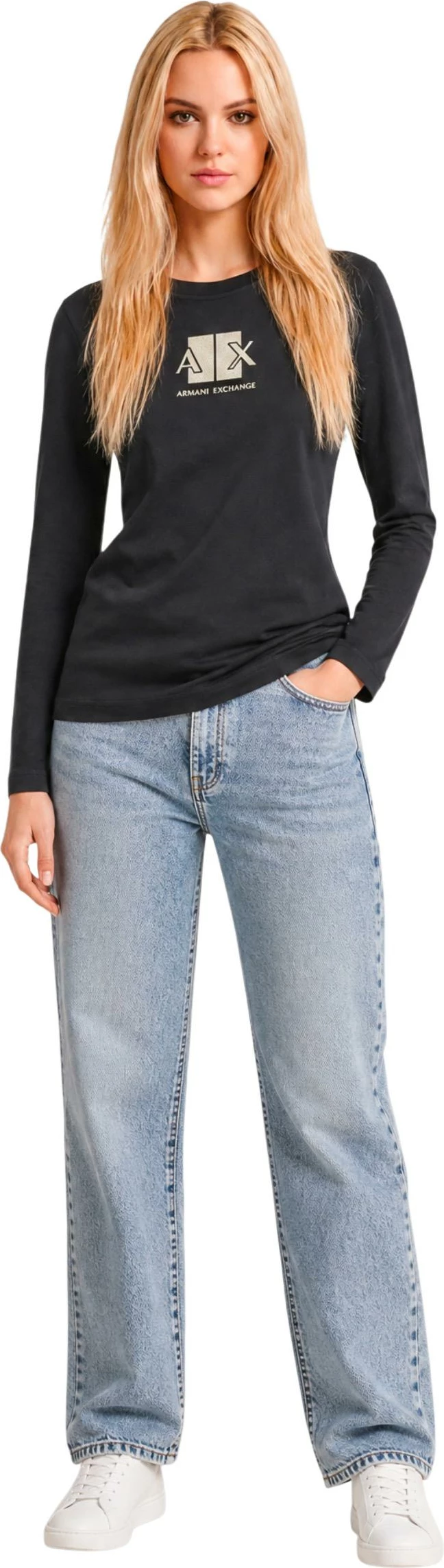 Maicë me mëngë të gjata për femra Armani Exchange XW002774 AF10356, e zezë [Madhësia: S]