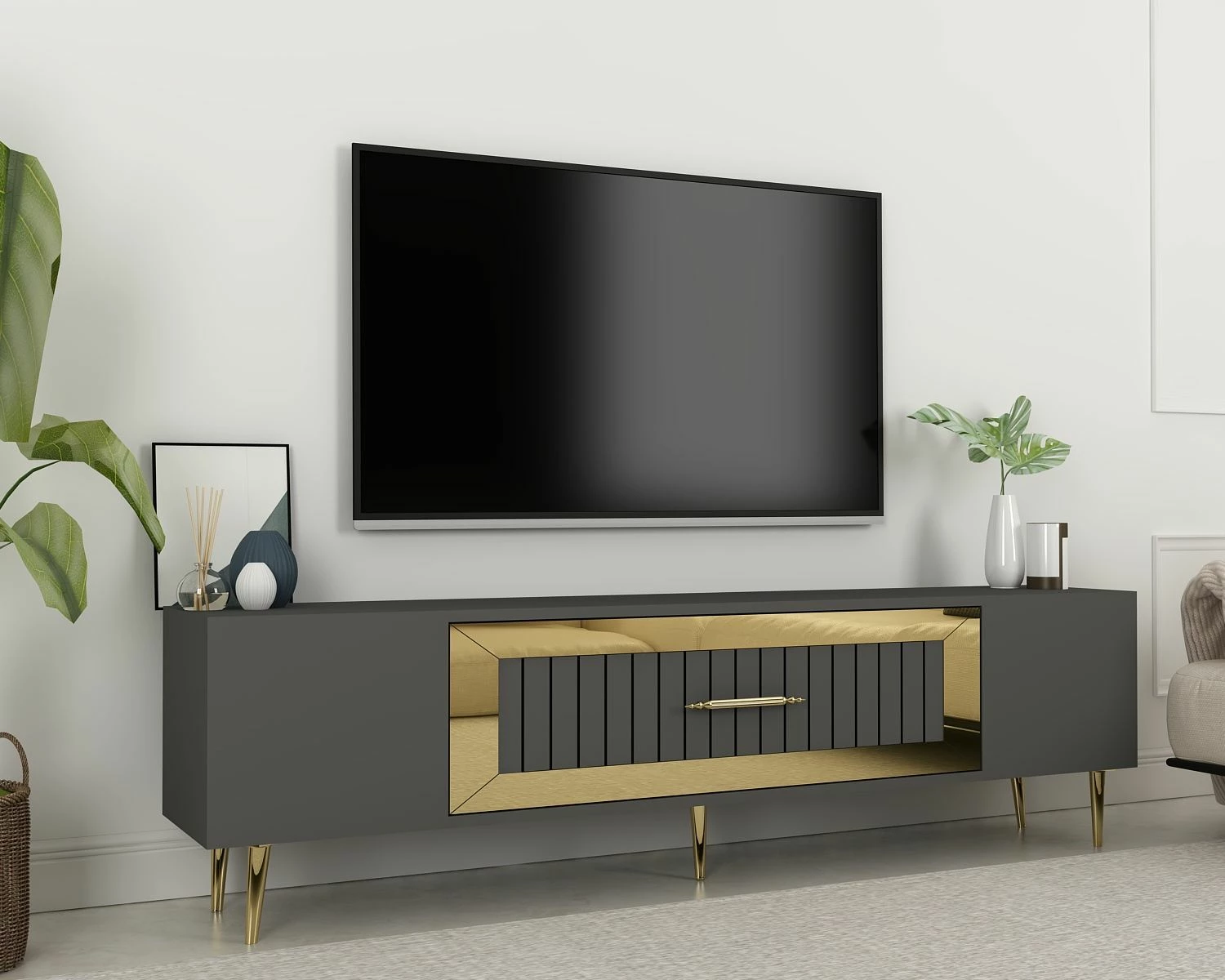 Komodë TV Skye Decor, anthracite, ari, Dekolp3