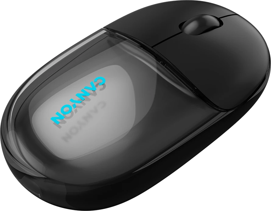 Maus CANYON OnClick 24, Wireless/Bluetooth, 1200 DPI, RGB, 4 butona, transparent/zi
