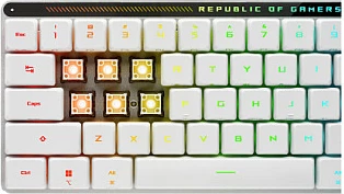 Tastierë gaming ASUS ROG Falchion RX Low Profile, 65%, RGB, Wired & Wireless, QWERTZ, e bardhë