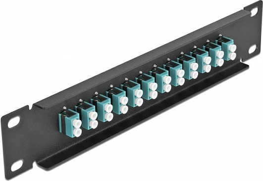 Patch panel fibër optike DeLOCK 10" 1U, 12x LC Duplex, MMF, zi/aqua
