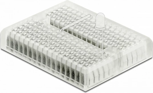 Breadboard mini eksperimental DeLOCK, 170 kontakte, transparent