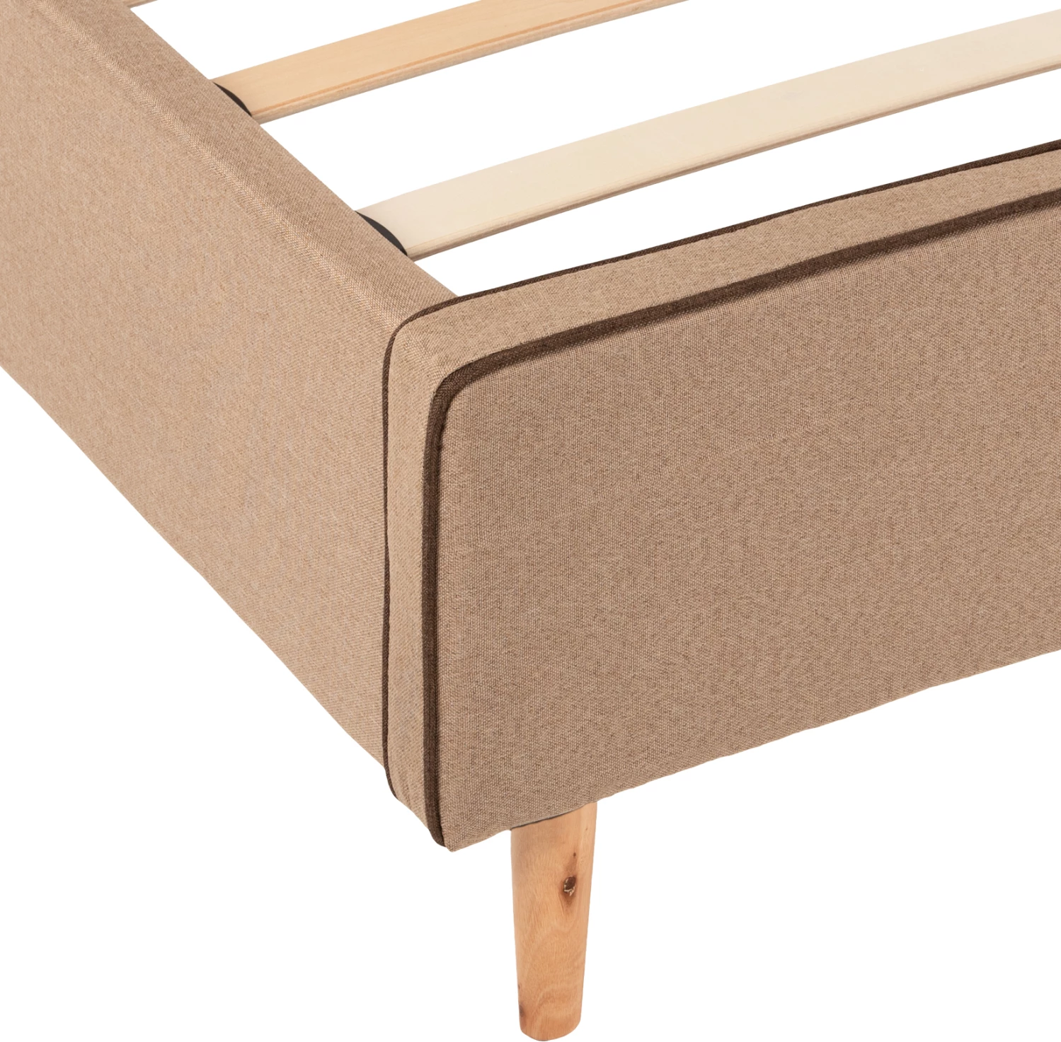 Shtrat INDRA FH1, pëlhurë bezhë, kornizë kafe, për dyshek 160x200 cm