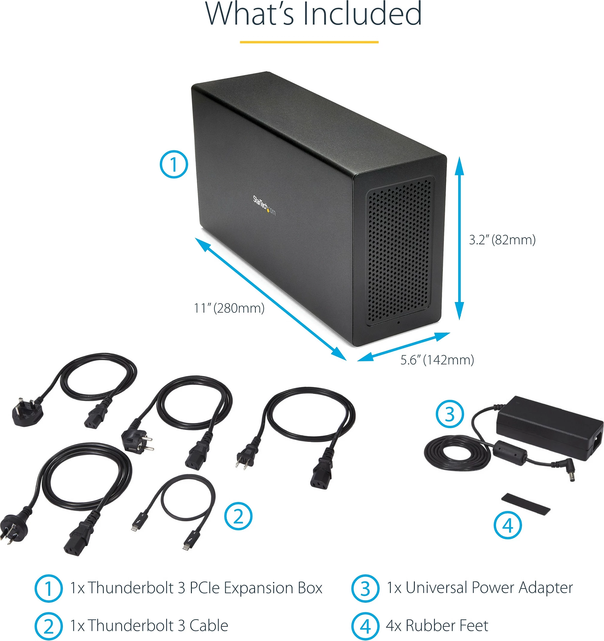 Kasë zgjerimi PCIe StarTech Thunderbolt 3, PCIe x16, DisplayPort, 40 Gbit/s, e zezë