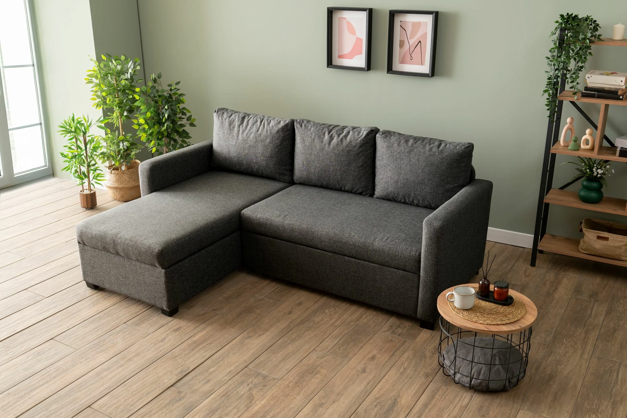 Kënd-sofë krevate Atelier del Sofa, ngjyrë gri e errët