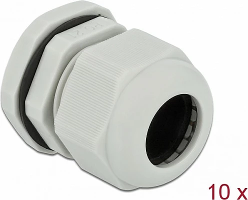 Glandë kablli DeLOCK PG21, IP68, për kabllo 18 mm, 10 copë, gri