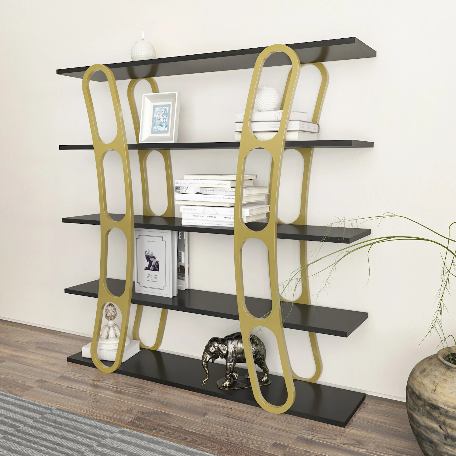 Raft librash Hanah Home, Adar, ngjyrë e zezë dhe ari
