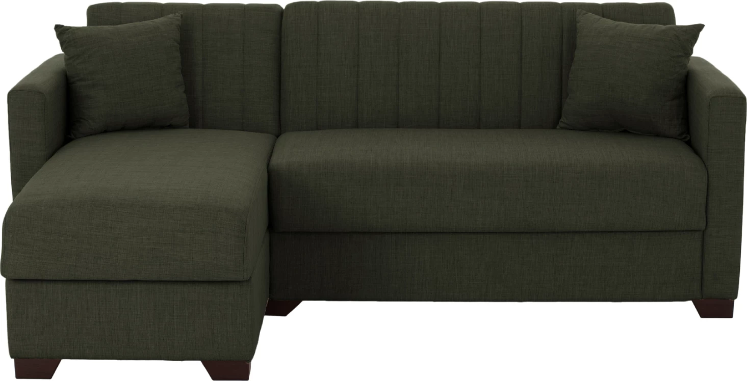 Divan këndor me shtrat, ngjyrë ulliri e errët, FH3244.05, 200x133x77 cm