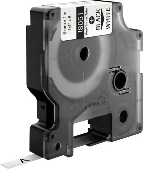 tub termokurues për etiketim, Dymo RhinoPRO 18051, 6 mm x 1.5 m, i zi/ i bardhë