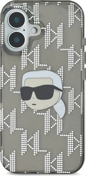 Mbështjellës Karl Lagerfeld IML Karl Head Electroplated për iPhone 16, Zi