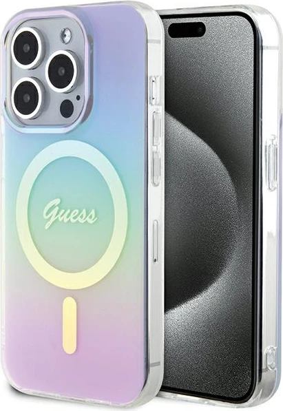 Mbështjellës Guess GUHMP15LHITSU për iPhone 15 Pro 6.1", IML Iridescent MagSafe, vjollcë