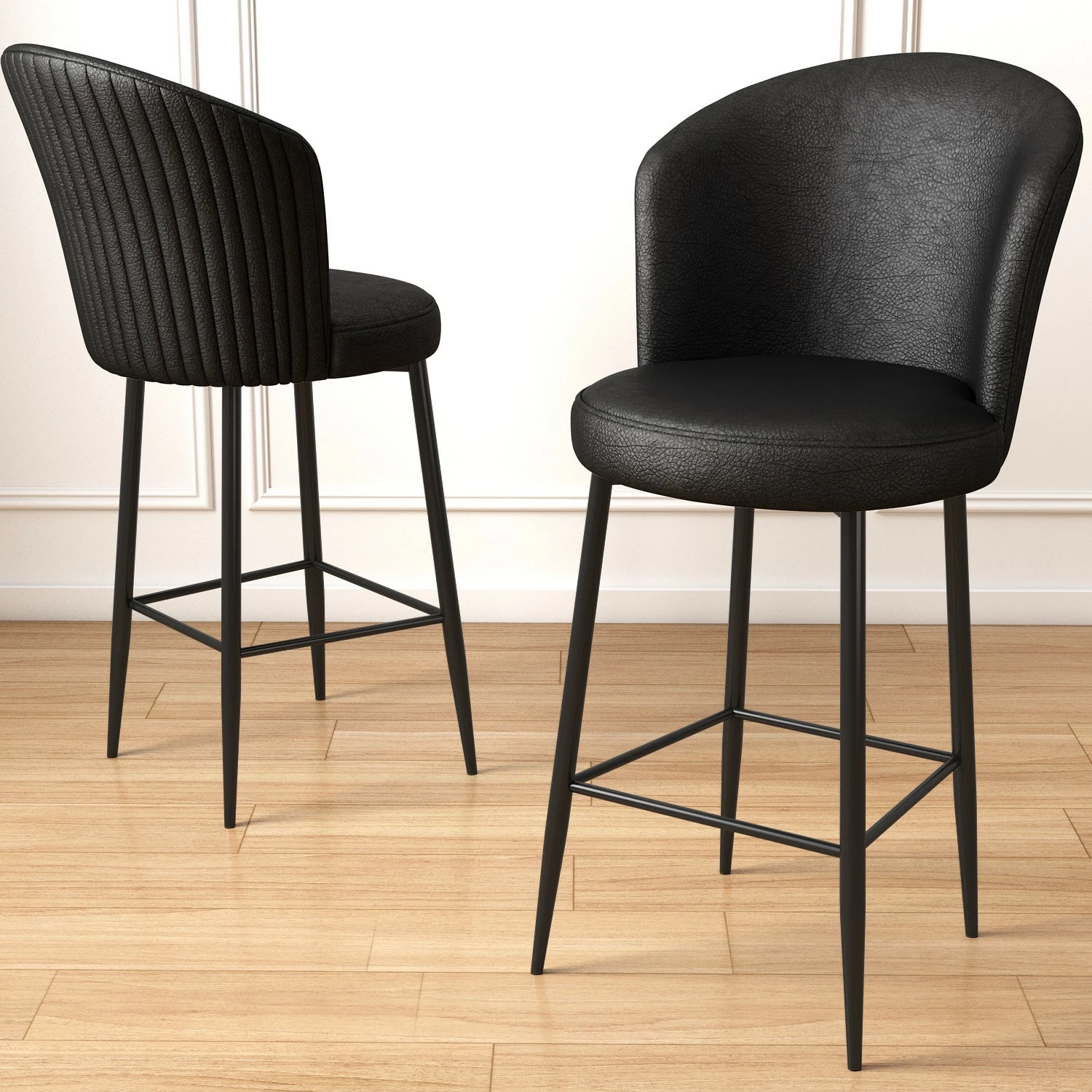 Set karrigesh për bar, ngjyrë e zezë, Hanah Home Uras, 4 copë