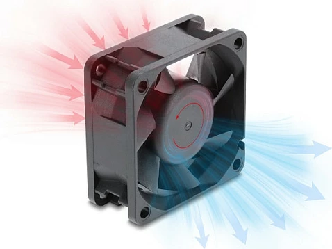 Ventilator për kasë DeLOCK 60x60x25mm, 48V DC, 4-Pin PWM, i zi
