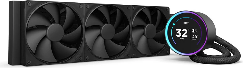 Ftohës uji AIO për CPU NZXT Kraken Elite V2 360, LCD Display, 3x120mm, i zi