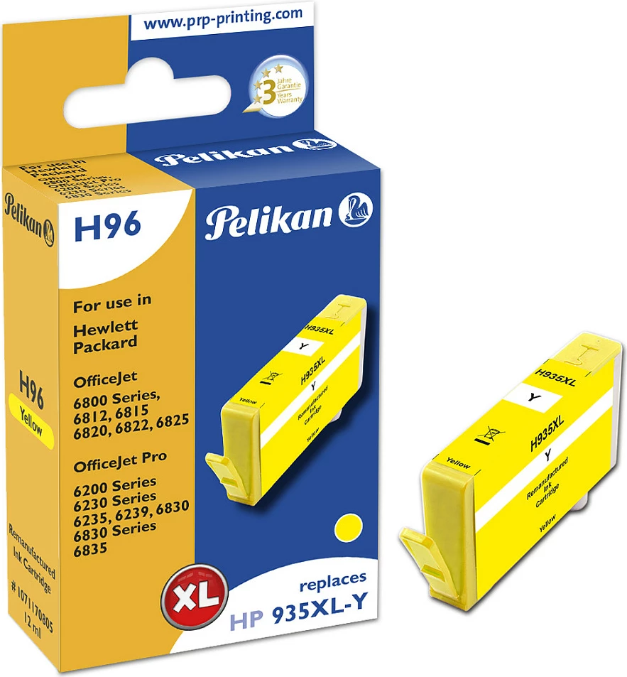 Kartrixh boje Pelikan H96, zëvendësim HP C2P26AE / 935XL, XL Yield, e verdhë