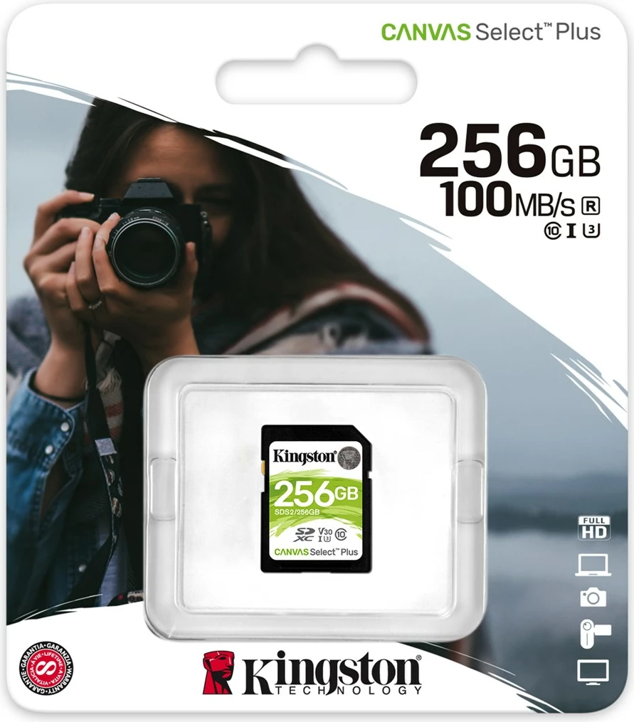 Kartë memorie SD, Kingston Canvas Select Plus, 256GB