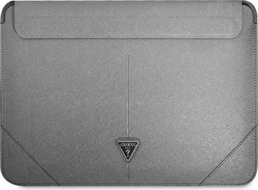 Mbështjellës laptopi Guess Saffiano Triangle Logo, 14", argjendtë