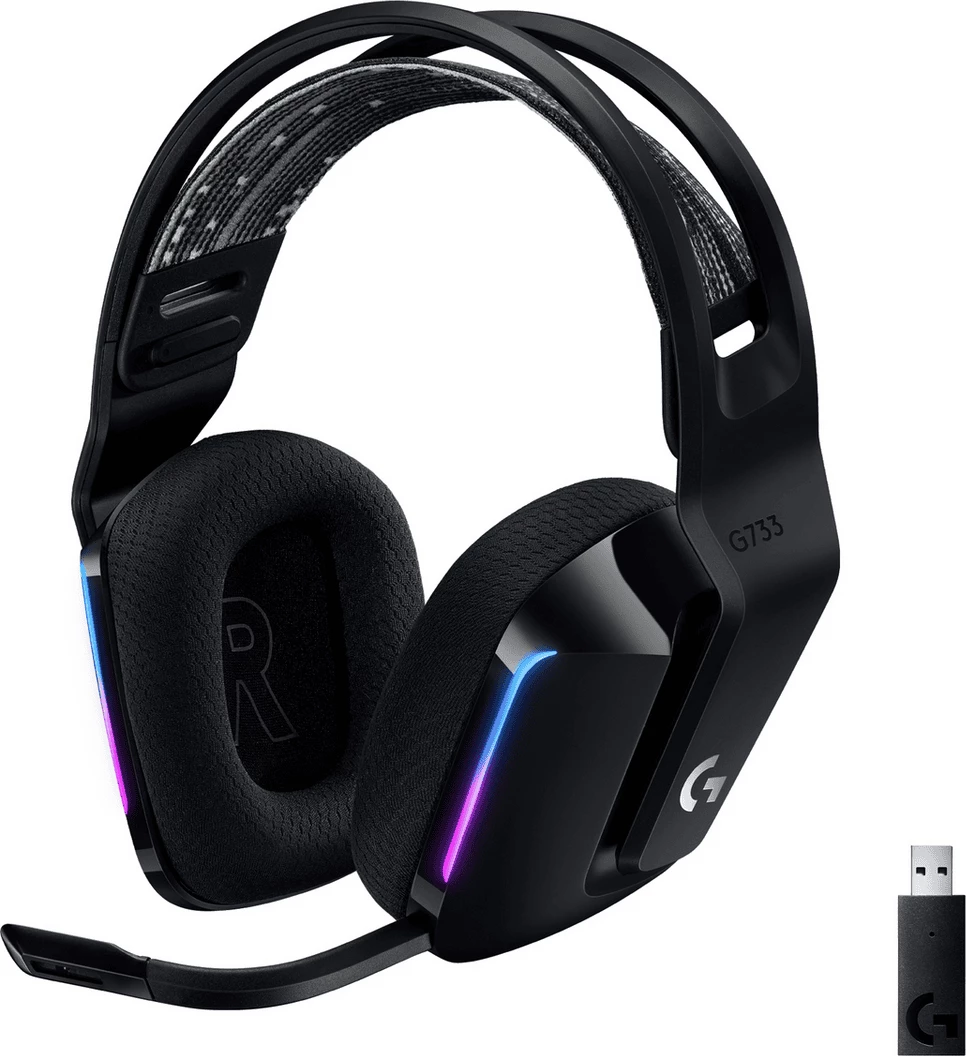 Kufje gaming me mikrofon, Logitech G733 Lightspeed 981-000864, pa tela me USB, RGB, e zezë
