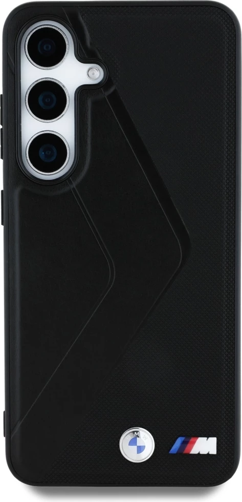Mbështjellës BMW Leather Oversized Stripes MagSafe për Samsung Galaxy S25, i zi